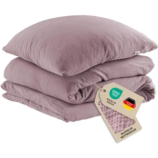 Pure Label Musselin Bettwäsche 135x200+80x80 cm 100% Baumwolle - Mauve
