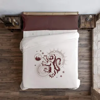 BELUM | Bettbezug Harry Potter, Bettbezug mit Knöpfen 100% Baumwolle, Modell Gryffindor Stars für 80 cm Bett (140 x 200 cm)