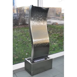 Köhko Wasserwand ca. 97 cm in Wellenform aus Edelstahl Wasserspiel LED-Beleuchtung