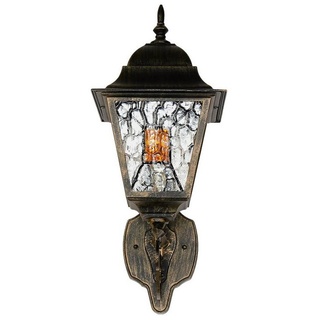 Licht-Erlebnisse Außen-Wandleuchte SALZBURG, ohne Leuchtmittel, Außenleuchte Wandlampe Tiffany Stil Ornamentglas Rustikal bunt|schwarz