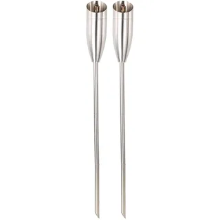 Carlo Milano Gartenfackeln Edelstahl: Edelstahl-Gartenfackel Eros, XXL-Füllkammer, rostfrei,650 ml, 2erSet (Garten Fackel Laternen, Party & Feuer Fackel, Grill)