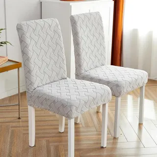 Treer Universal Einfarbig Stuhlhussen Set Stuhlbezug Sitz Stretch Beschützer, Jacquard Plüsch Abnehmbare Stretch Stuhlhussen Für Stuhl Esszimmer Party Bankett Stuhldekoration (Grau,1 Stück)