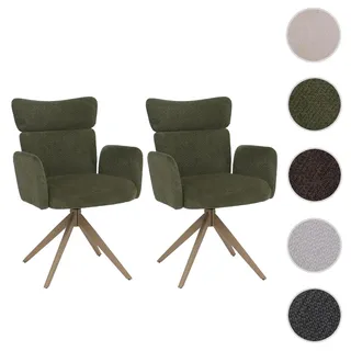 Mendler Esszimmerstuhl HWC-N11 Stoff Bouclé grün 2er Set