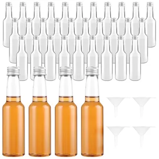 APACALI 50 Stück 100ML Plastik Shot Flaschen zum Befüllen, Mini Flaschen zum Befüllen mit Schraubverschlüssen und 5 Trichter, Wiederverwendbar Schnapsflaschen zum Befüllen für Hochzeiten Party