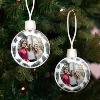 Weihnachtskugel mit Foto - Weihnachtskugeln personalisiert mit doppelseitig bedrucktem Foto, transparent und aus Kunststoff (2 Stück)