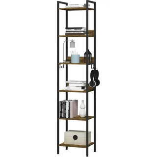 Woltu Bücherregal 40 x 30 x 187 cm Schwarz/Vintage Holzoptik
