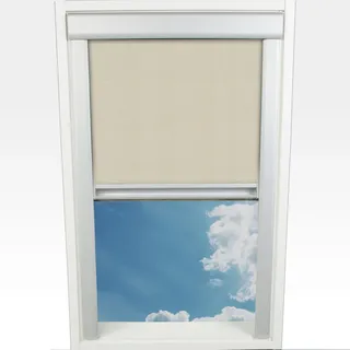 Liedeco Dachfensterrollo Verdunkelung mit Seitenschienen, individuell Kürzbar Breite/Länge | B 37 x H 90 cm | beige