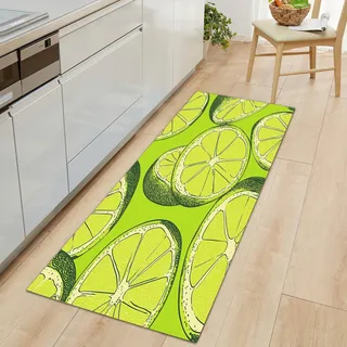 Generisch Grün Läufer Teppich 60 x 150 cm für Flur Küchen, Gemalte Zitronen Frucht Textur Runner Läuferteppiche Waschbare Kitchen Runner Teppicheläufer für Entryway Wäsche Daneben