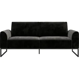 Schlafsofa DOREL HOME "Adley", schwarz, B:218cm H:84cm T:89cm, Veloursstoff 100% Polyester, Sofas, Schlafsofa, Veloursstoff, Schlaffunktion, Rückenlehne 2-teilig, Sitzhöhe 47,5 cm