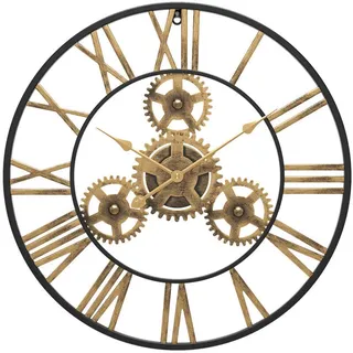 50 Cm Große, Schwarze Wanduhr Im Industriellen Vintage-stil Aus Holz Im Steampunk-stil Mit Römischen Ziffern Für Wohnzimmer, Bar, Büro
