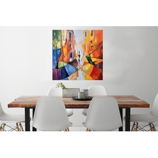 MuchoWow Poster Abstrakt - Kunst - Malerei - Farben, (1 St), Wandbild, Deko, Schlafzimmer, Wohnzimmer, Qualitätsdruck Dickes Papier bunt Quadratisch - 75 cm x 75 cm