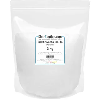 Paraffinwachs Pastillen 3kg Kerzenwachs, Kerzen gießen, Schmelzpunkt 58-60 °C - Made in Germany