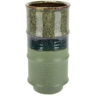 Dekovase I.GE.A. "Blumenvase aus Keramik, geriffelt, Zylinderform, matt glänzend", grün, B:13cm H:27cm, Keramik, Vasen, Keramikvase, Dekoration, Vase für Blumen, Zweige und Kunstblumen