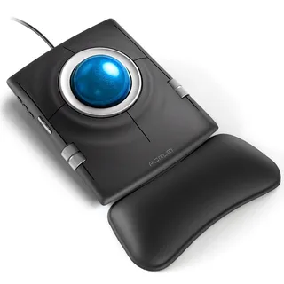 Ergonomische Trackball-Maus, kabelgebunden, 55 mm, für große Hände | Reibungsloses Rollerball-Tracking, Fingersteuerung, Handgelenkauflage im Lieferumfang enthalten, 4 DPI, Dual-Scroll-Räder