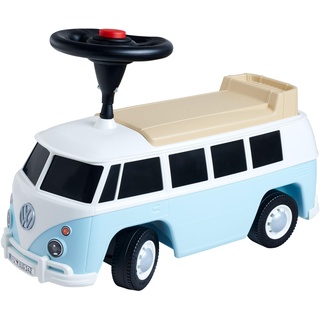 BIG Baby VW T1 (blau-weiß) - 2-in-1 Rutschauto und Spielzeug-Fahrzeug für Kinder von 18 Monaten bis 5 Jahre (max. 50 kg), Auto mit Hupe, Fach und kleiner Rückenlehne, Hellblau