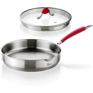 Genius - Steelfit Edelstahl Pfanne mit Glasdeckel Ø 24cm