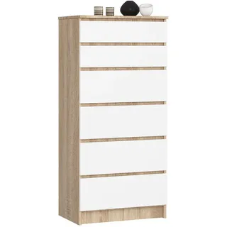 Akord Kommode 60 x 130 x 40 cm Sonoma Eiche / Weiß