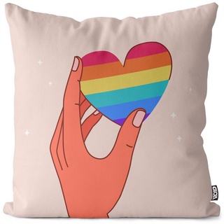 Kissenbezug, VOID (1 Stück), Hand Herz Regenbogen Streifen gestreift Hände Gay pride flag parade c 50 cm x 50 cm