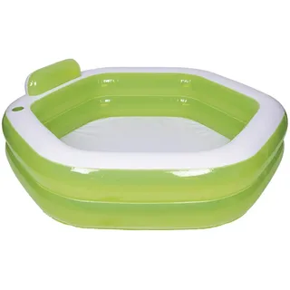 Crivit Pool Crivit Planschbecken sechseckig 202 x 186 cm Kopfstütze Getränkehalt