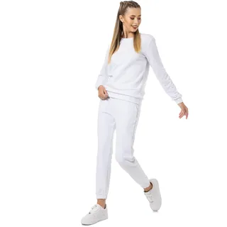 Redbridge Damen Freizeitanzug Jogginganzug Hose Sweatshirt Premium Basic Weiß M - M