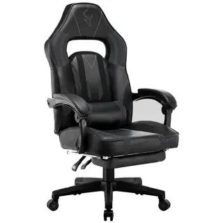 Mucola Gaming Chair Bürostuhl Chefsessel Schreibtischstuhl Sportsitz Gamingstuhl Fußstütze (Stück), Ergonomisch schwarz