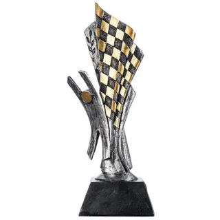 Goods+Gadgets Dekoobjekt Rennsport Trophäe 26 cm – Motorsport Siegerpokal mit Gravur & Dekor (Motorsport Sieger-Pokal, 26 cm), Sieges-Statue