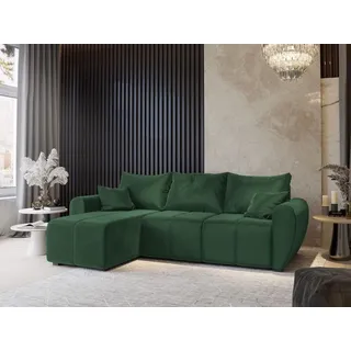 Masseno Ecksofa MADISON mit Schlaffunktion L-Form, Sofa mit Bettkasten, Wohnzimmersofa, Couch, Soffa, Bettsofa, Couchgarnitur- Grün, KRONOS 19 - Grün