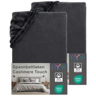 nyvi Spannbettlaken Mikrofaser 180 x 200 - 200 x 220 cm anthrazit 2 St.
