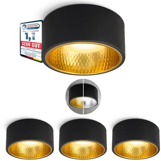 SSC-LUXon LED Aufbaustrahler OLINO Aufputz Spot flach schwarz LED dimmbar GX53 warmweiß 230V 6W, Warmweiß schwarz