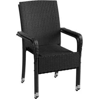 Juskys Yoro Polyrattan Gartenstuhl Schwarz 2 St.