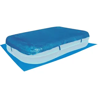 #11 Poolabdeckung rechteckig + Poolunterlage für Familiy Pool 262x175cm - 110g/m2 PE - Wasserdicht - UV-stabil Abdeckung Fixierseil - Bodenschutz - Bodenplane aufblasbar Planschbecken