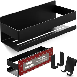 LIEBHEIM Duschablage Ohne Bohren Badregal Duschkorb Bad Organizer | Leicht - schwarz - 22 cm x 9 cm - 2 Klebevarianten für Nass- und Trockenbereich