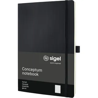 Sigel Notizbuch Conceptum® ca. DIN A4 kariert, schwarz Softcover 194 Seiten