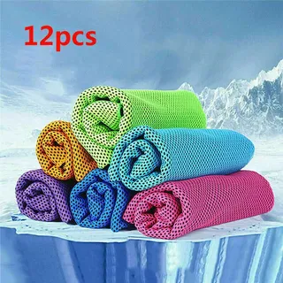 Kühlendes Handtuch 12er Set, Kühltücher, Kühlhandtuch Sport Cooling Towel Yoga - Bunt