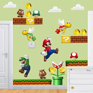 SchwartsCount Super Mario Brothers Wandaufkleber – Super Mario Build a Scene Vinyl-Wandaufkleber – Wanddekoration, Kinderzimmer, entfernbar, abziehen und aufkleben
