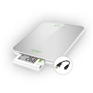 LITTLE BALANCE 8183 Slide 6 USB, Küchenwaage ohne Batterien, USB-Anschluss zum Aufladen, Versenkbares Display, 6kg, Silver...