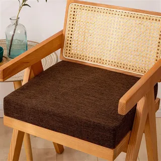 Reyox Quadratisch Sitzkissen für Indoor, Rutschfestes Stuhlkissen mit Waschbares Bezug aus Baumwollleinen 3 cm Dick Kaffee 45 x 45 cm
