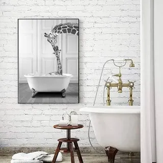 Leinwandbild Hochlandrind Badewanne schwarz weiß CJL2 70L x 100B cm