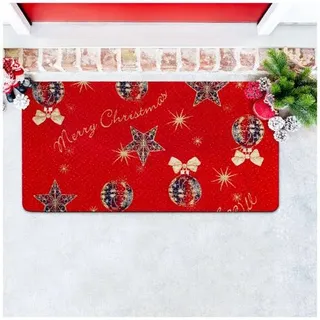 ANRO Merry Christmas Fußmatte Rot 50 x 100 cm Türmatte Weihnachten