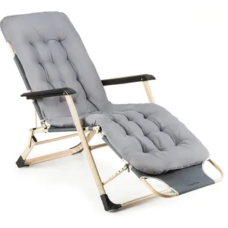 Outtec Sonnenliege Klappbar Gartenliege Wetterfest Relaxliege mit Verstellbarem Kopfteil, Ergonomischer Liegestuhl für Balkon, Terrasse und Garten, Praktische Klappliegestühle für Außen