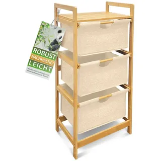 HEIMWERT Wäschekorb Wäschekorb Regal 3 Fächer Wäschesortierer Wäschesammler beige