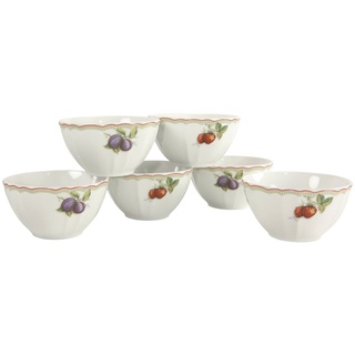 CreaTable Müslischale Orchard 6er Set Porzellan Weiß