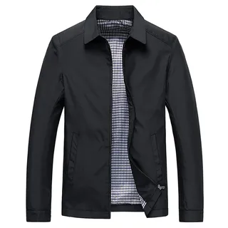 Männerjacke Frühling Herbstjacke Revers Business Casual Männer Outwear Slim Winddichte Jacke Herren Kleidung (Color : Black, Size : XXX-large)