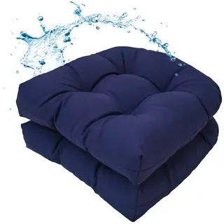 Diwzbyn Sitzkissen Outdoor Stuhlkissen Garten Stuhlpolster wetterfest, Wasserdichtes Outdoor-Stuhlkissen-Set (2er-Pack), 19 x 19 Zoll blau