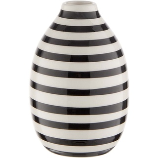 BUTLERS Vase schwarz-weiße Streifen aus Steinzeug -Caro- farbenfrohe Dekoration für Wohnzimmer, Regal und Tischdeko | Blumenvase für einzelne Blumen, kleine Sträuße oder dekorative Trockenblumen