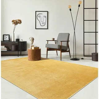The CarPET Teppich THE CARPET "kuschelig & Super Soft, Anti-Rutsch Unterseite", gold, B:60cm H:16mm L:110cm, Polyester, Teppiche, Teppich, Waschbar bis 30 Grad, Felloptik, Wohnzimmer Teppich, Kundenliebling