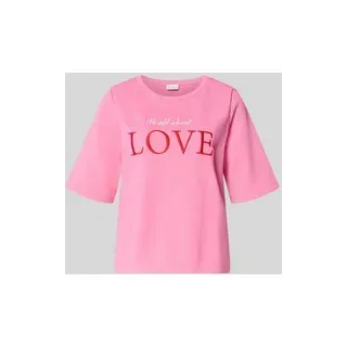 T-Shirt mit Statement-Stitching, Pink, M