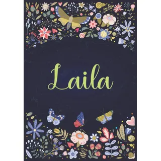 Laila: Notizbuch A5 | Personalisierter vorname Laila | Geburtstagsgeschenk für Frau, Mutter, Schwester, Tochter | Design: Garten | 120 Seiten liniert, Kleinformat A5 (14,8 x 21 cm)
