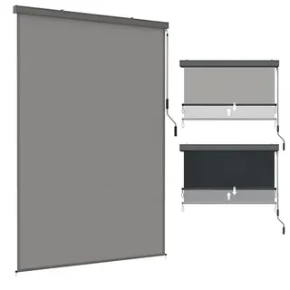Aufun Senkrechtmarkise Alu 180 x 250 cm Balkonmarkise Hellgrau | Außenrollo mit Handkurbelmechanismus für Terrasse Balkon, UV-beständig Sonnenschutz Windschutz und Sichtschutz