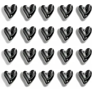 FOUORTUNATE-BEE Magnethalter 20er Set Herzmagnete – 3D Deko für Kühlschrank & Tafel (20-St), Mini-Herzmagnete für Büro, Whiteboard und Kühlschrank schwarz